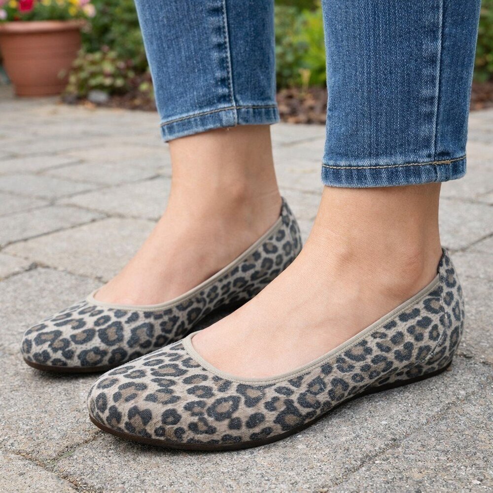 Gabor Slip On Ballet Wedge Shoe Size 11W Comfort Leopard